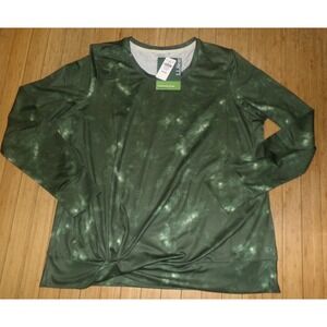 Women's LL Bean SZ XL Venture Soft Knit Twist Front Shirt~Green~NWT